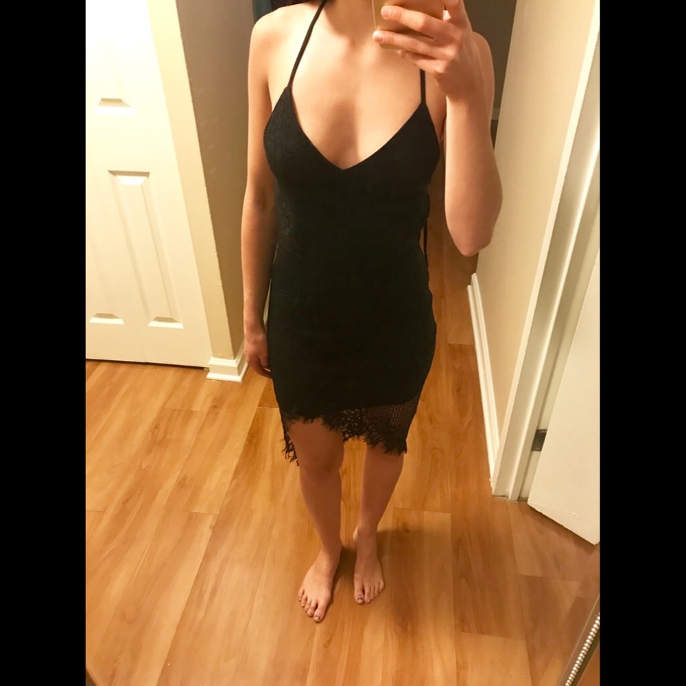 Missguided black lace mini dress size 4